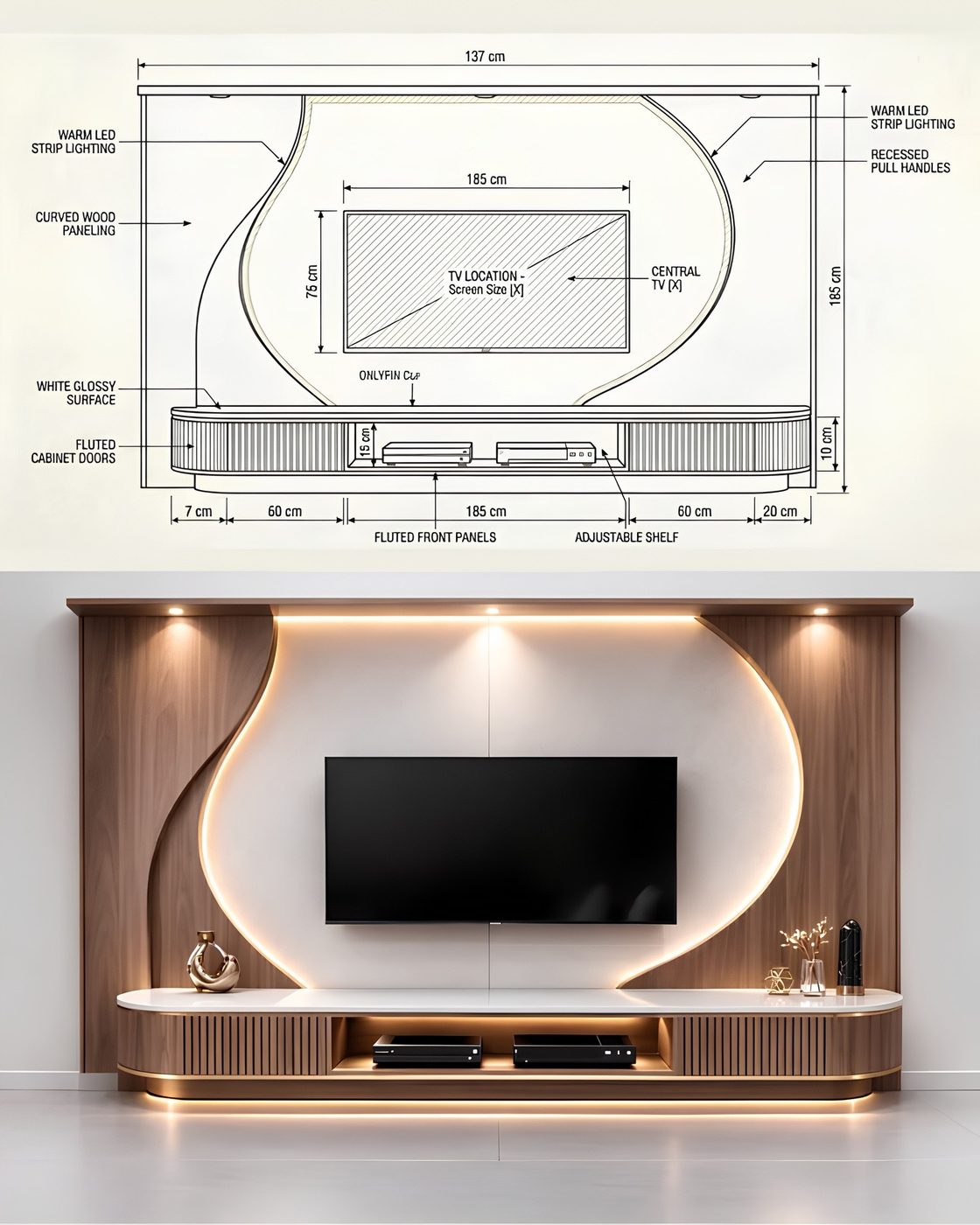 Size Example Lemari TV LED